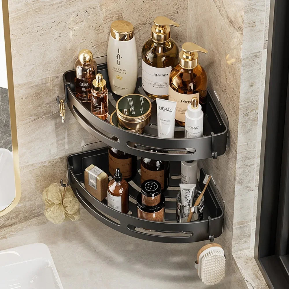No-Drill Bathroom Shelf – Wall Corner Organizer for Shower & Storage