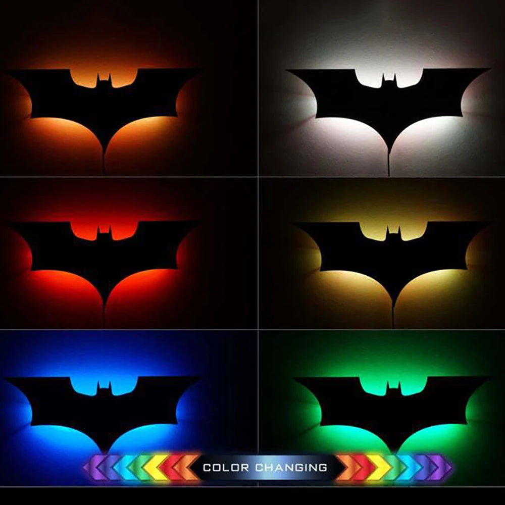 3D Bat Wall Lamp – RGB LED, Remote Control