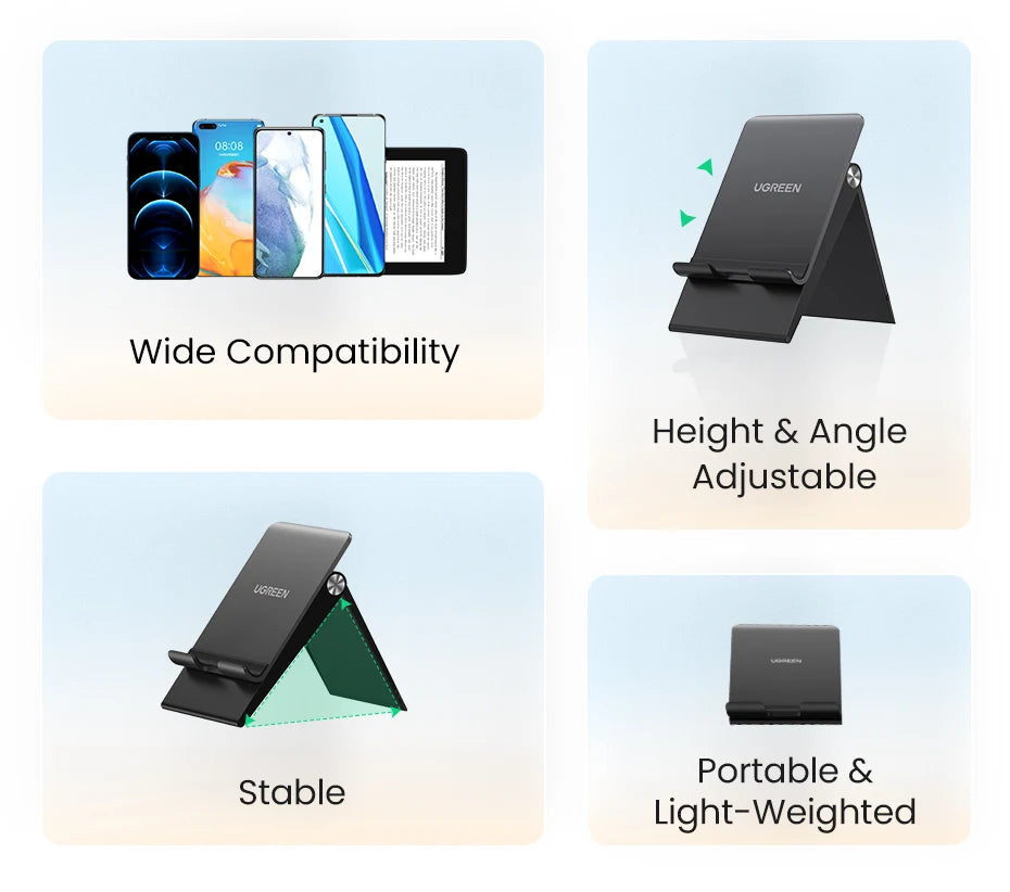 UGREEN Foldable Phone Stand – Desk Holder for iPhone & Mobile Devices