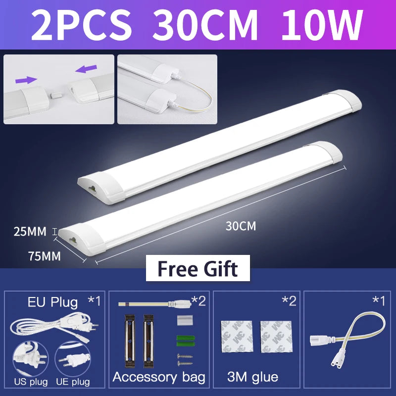 LED Tube Light with Switch – Wired Lighting Strip (10W / 20W Options)