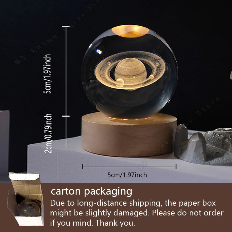 3D Galaxy Crystal Lamp – Bedside Night Light