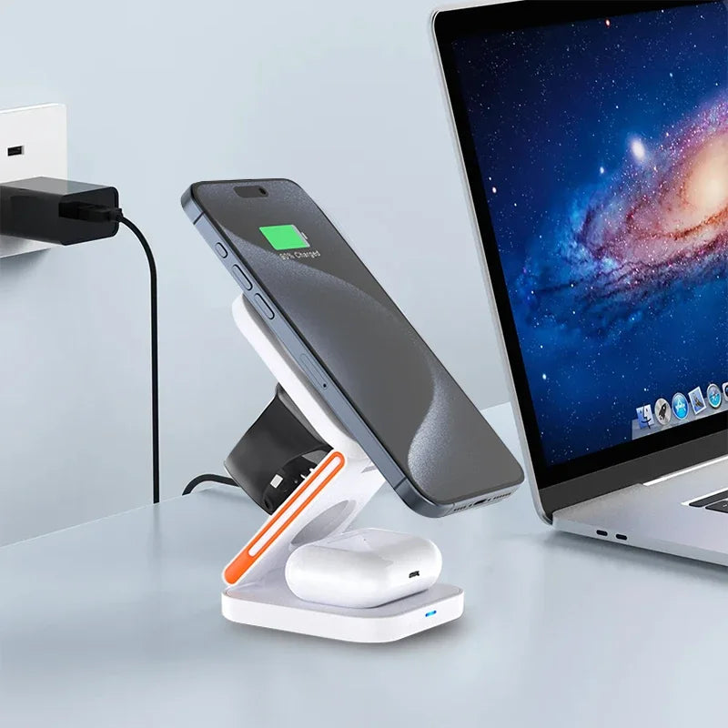 3-in-1 Foldable Wireless Charger – High-Power 30W