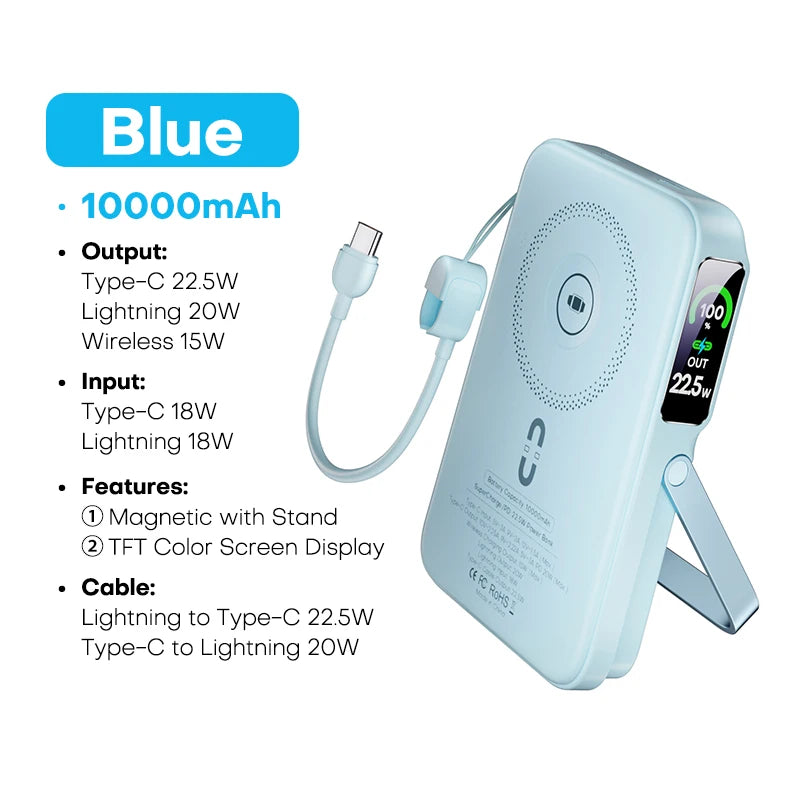 QOOVI Qi2 20W Wireless Power Bank 10000mAh