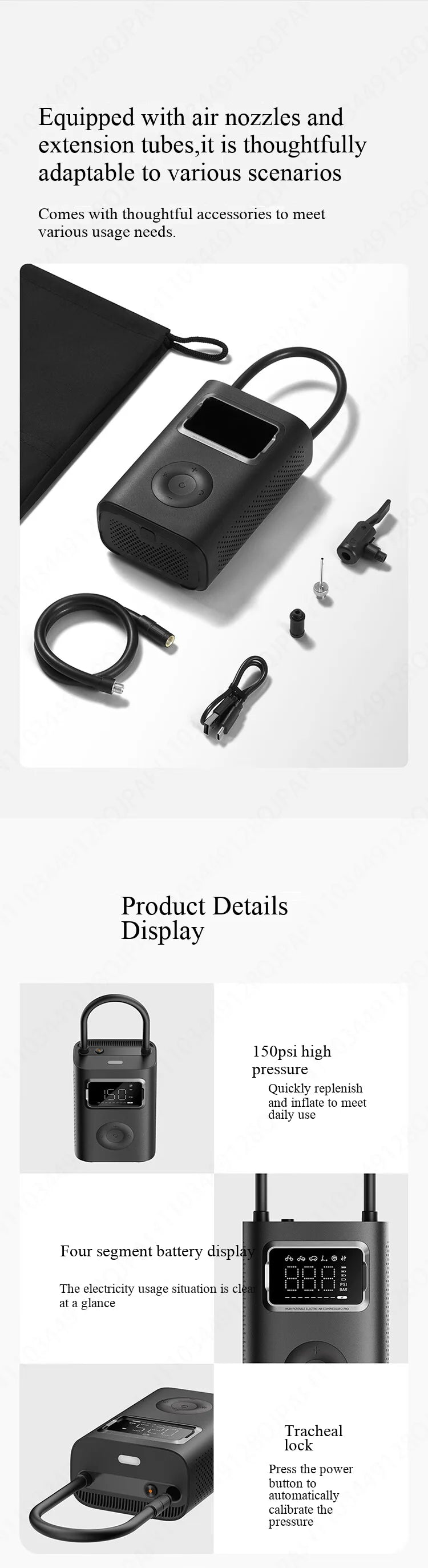 Xiaomi Mijia Air Pump 2 Pro – Portable Electric Tire Inflator, 150 PSI