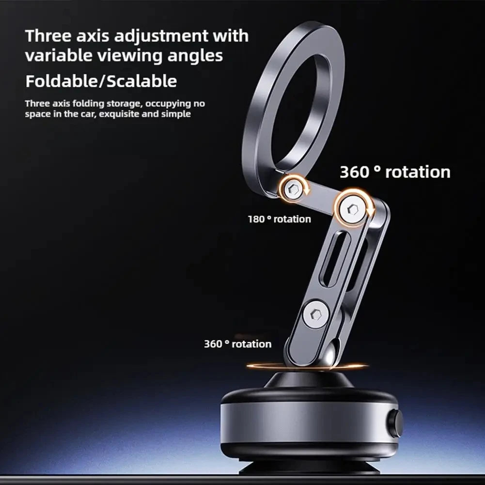 Magnetic Car Phone Mount – Aluminum Alloy, Rotating & Foldable