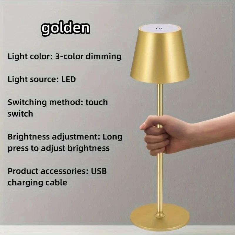 Rechargeable Desktop LED Lamp – Touch Control, Dimmable for Home & Hotel