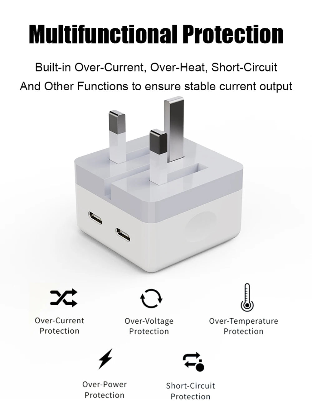 40W Dual USB-C Charger – Foldable Wall Adapter for iPhone & iPad