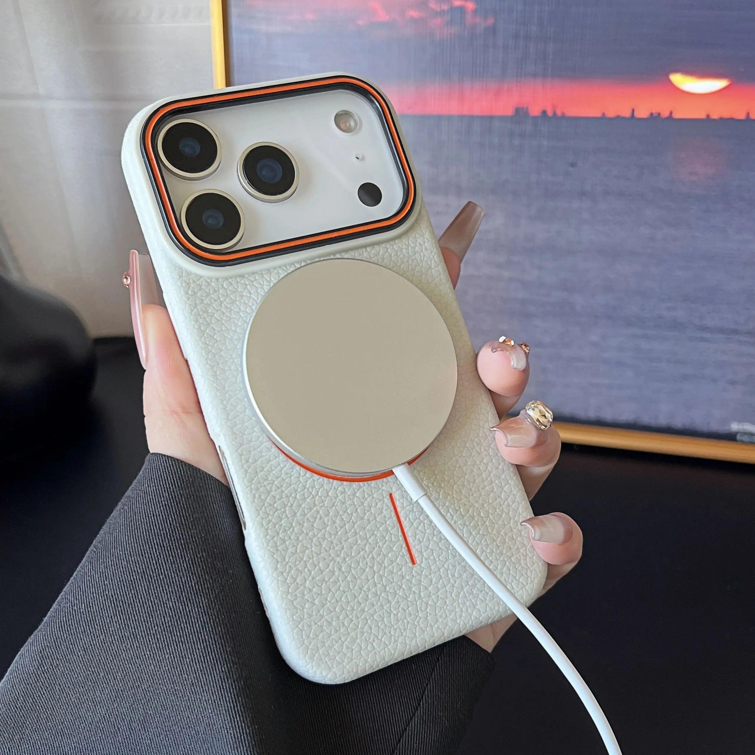 Frosted Hit Color Lichee Pattern Magnetic TPU Case – iPhone 17 Series & More