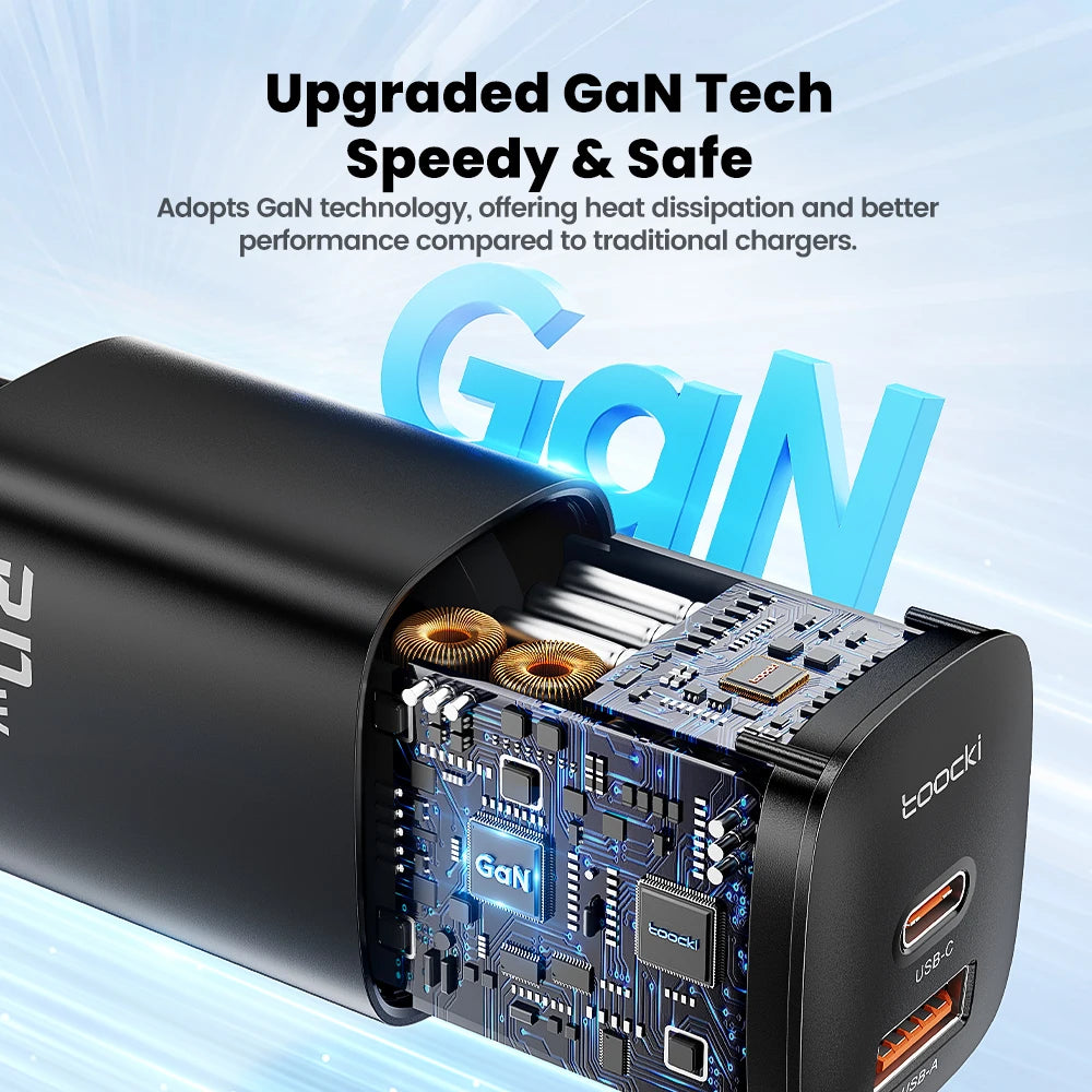 Toocki 3-in-1 GaN Charger – Fast USB-C & Wireless Charging for Phones & Watch