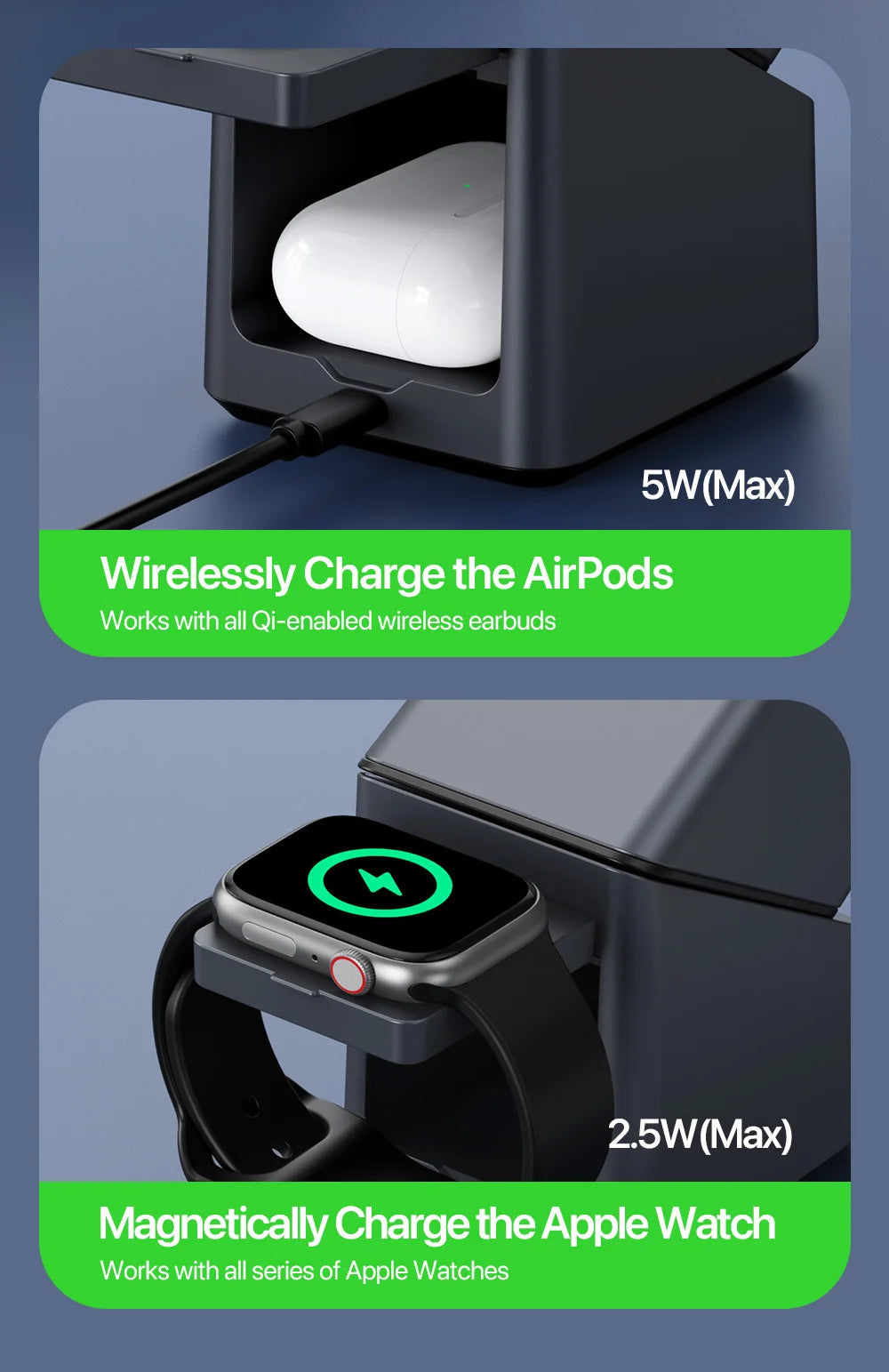 4-in-1 Magnetic Auto-Rotation Wireless Charger – iPhone, Apple Watch & AirPods