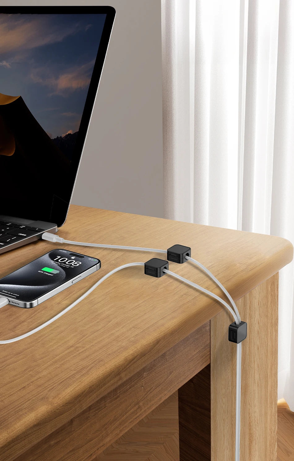 Rocoren Adjustable Cable Holder – Under Desk Wire Organizer & Protector