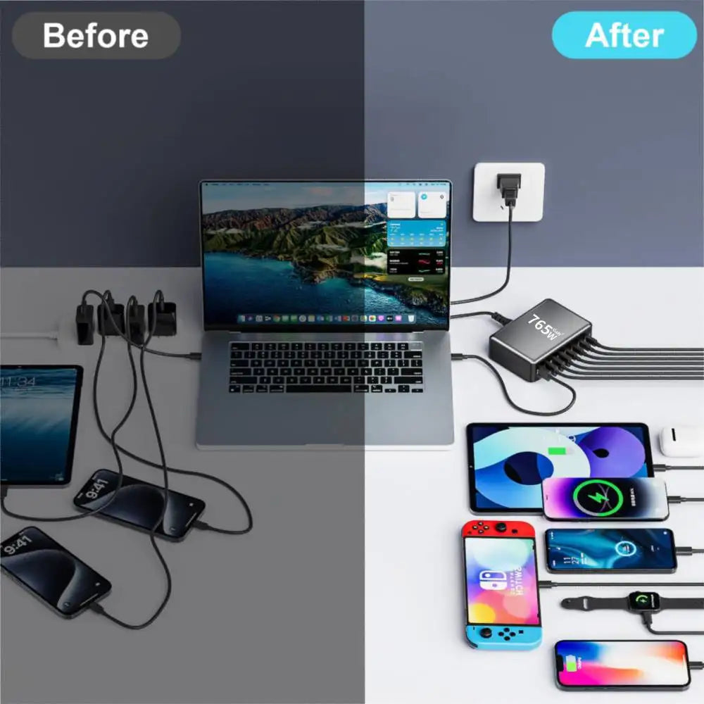 800W GaN Dual USB-C Fast Charger – PD3.1 PPS for Laptop & Multiple Devices