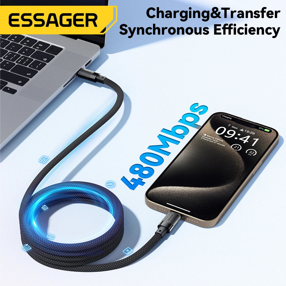 Essager Essager USB C To C 100W Magnetic Fast Charger Cable For iPhone 15 65W Type C To C Data Charging Wire for Laptop Samsung