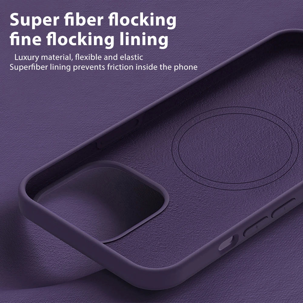 Luxury Silicone Magnetic MagSafe Case for iPhone 15–17 Series – Wireless Charging Cover