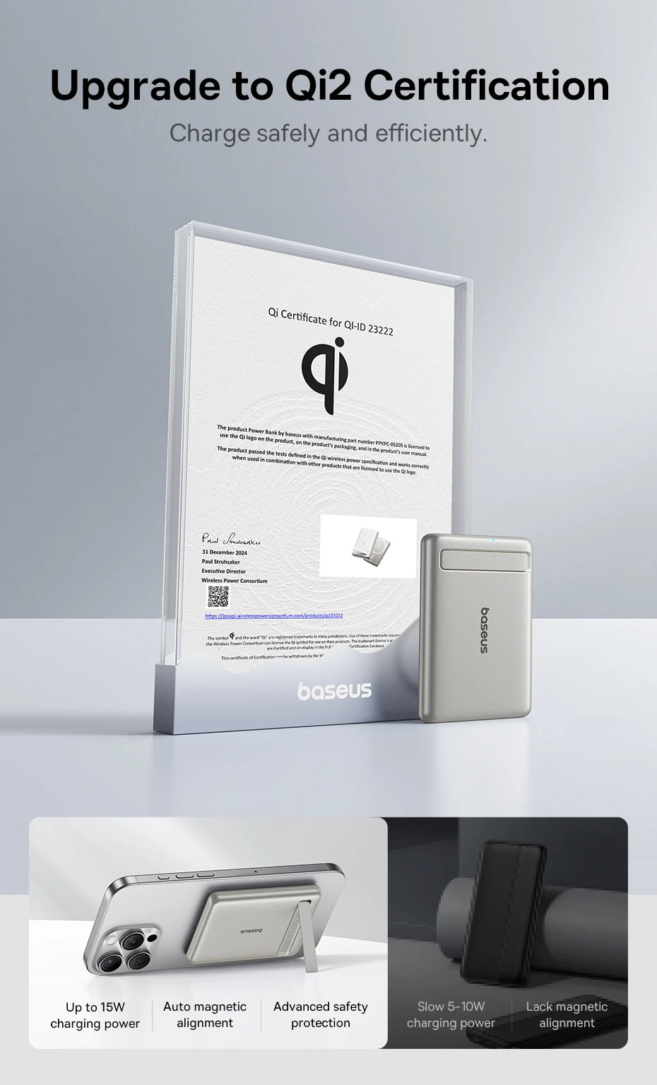 Baseus 5000mAh Magnetic Power Bank – Wireless & PD Fast Charging with Kickstand
