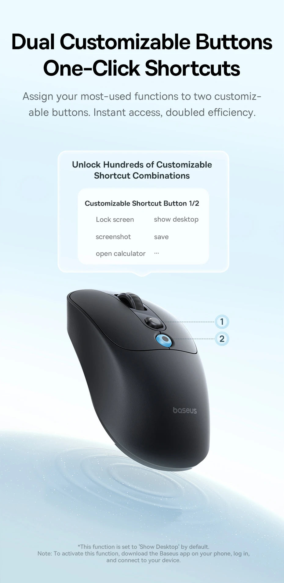 Baseus EM2 Wireless Mouse – Ergonomic, Silent, Type-C Charging