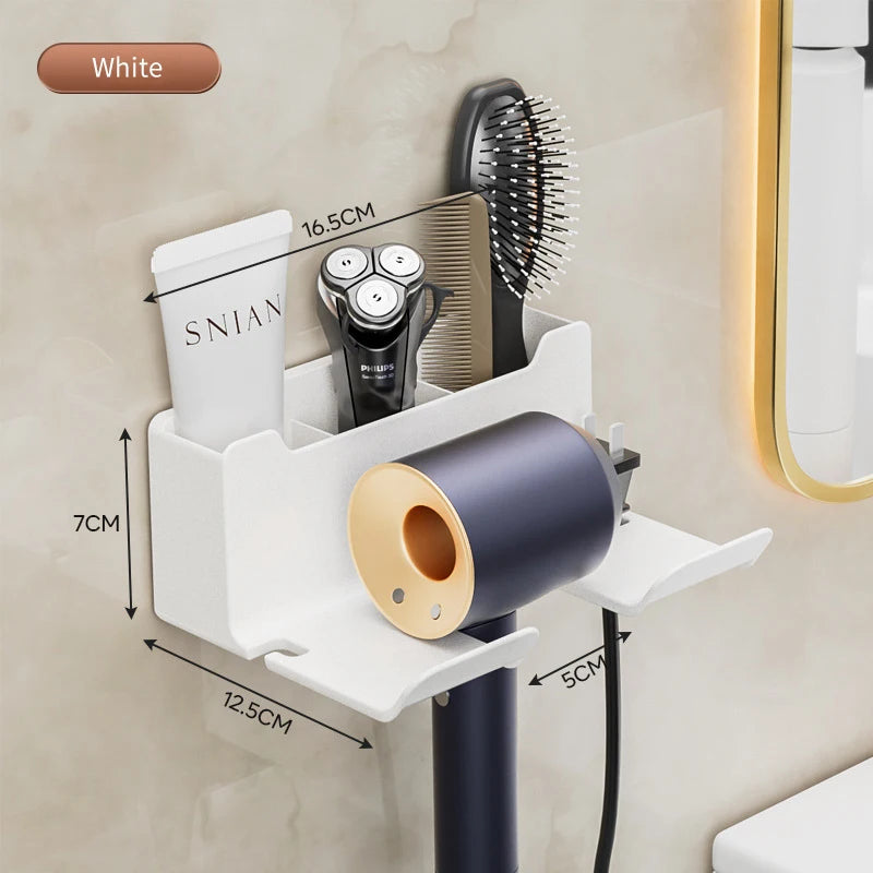 Wall-Mounted Hair Dryer Holder – Bathroom Organizer
