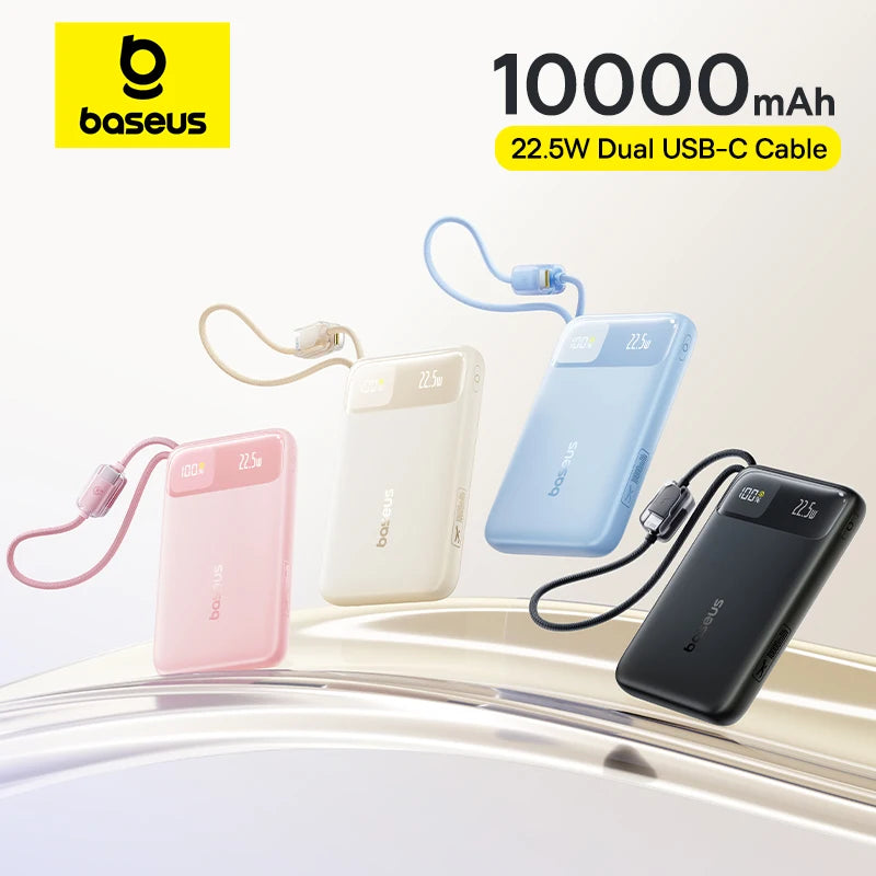 Baseus 10,000mAh Power Bank – 22.5W Fast Charge, Dual USB-C