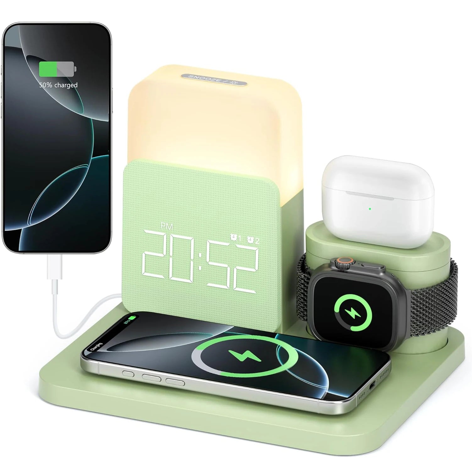 7-in-1 MagSafe Wireless Charger – Alarm & Night Light