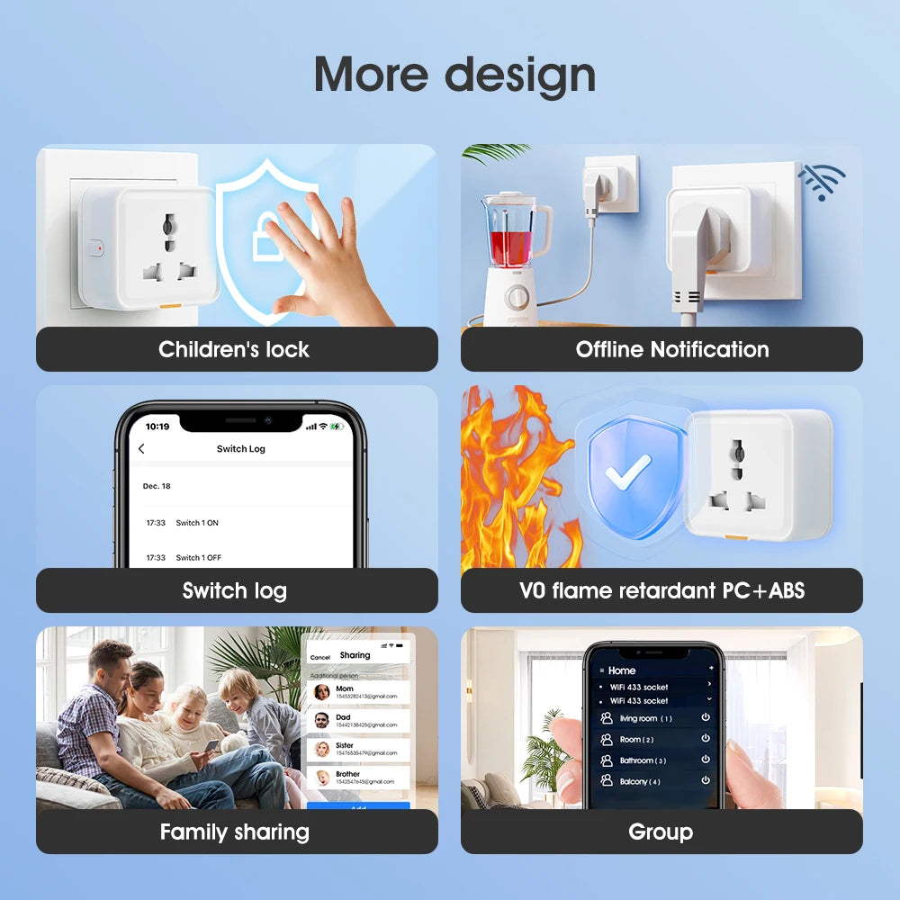 Smart Wi-Fi Plug Universal Adapter with Power Monitoring