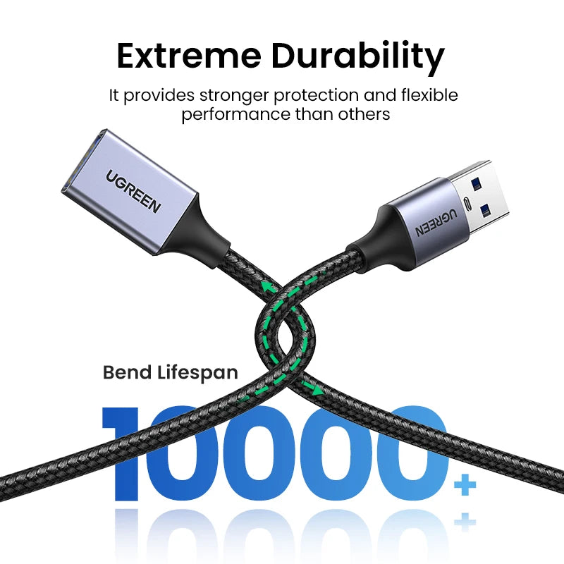 UGREEN USB 3.0 Extension Cable – Male to Female, Data Transfer