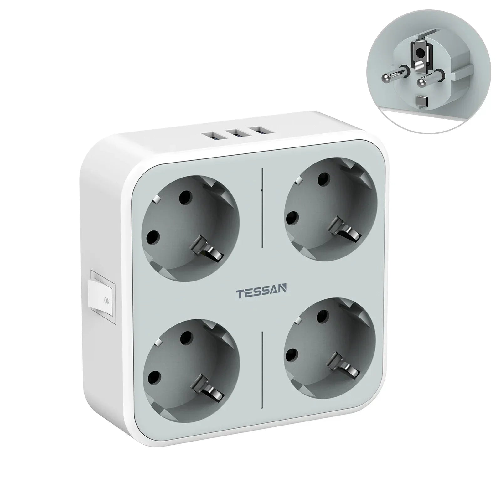 TESSAN Wall Power Strip – USB Ports & Overload Protection