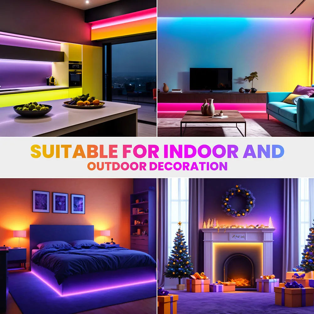 3535 RGB Neon LED Strip Lights 24V 5m 10m 20m 30m Neon Rope Light with Music Sync IP67 Waterproof Light Strip for Home Decor