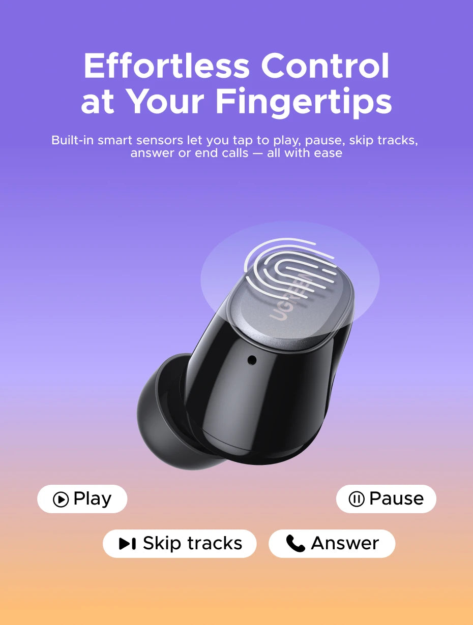 UGREEN Dots Earbuds – Bluetooth, Long Playtime, App-Controlled Sound