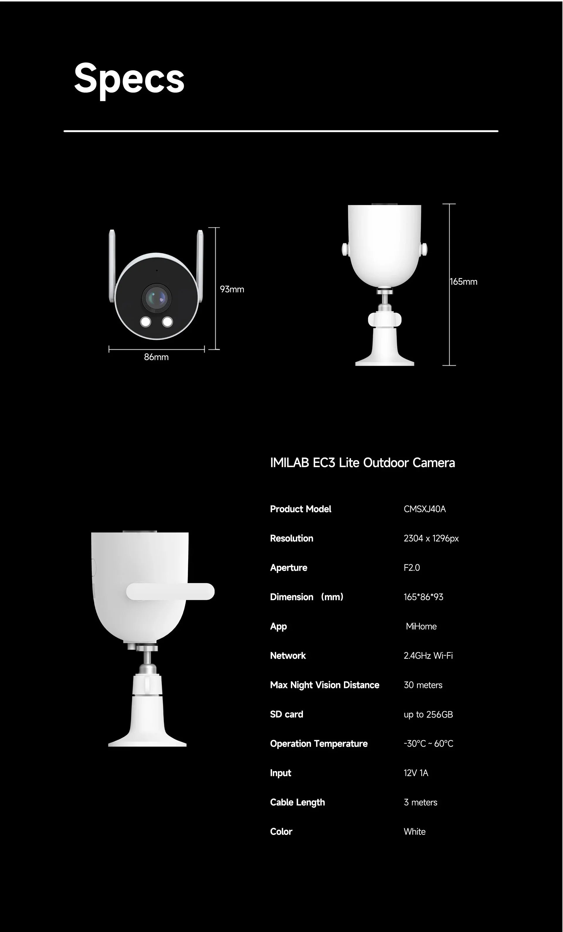 Outdoor 2K HD Wi-Fi Security Camera with Night Vision & Siren