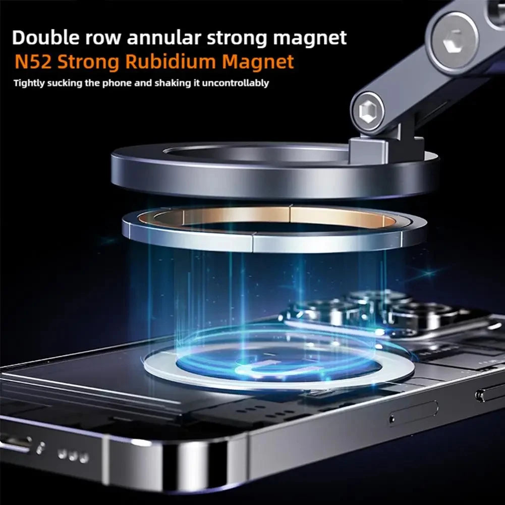 Magnetic Car Phone Mount – Aluminum Alloy, Rotating & Foldable