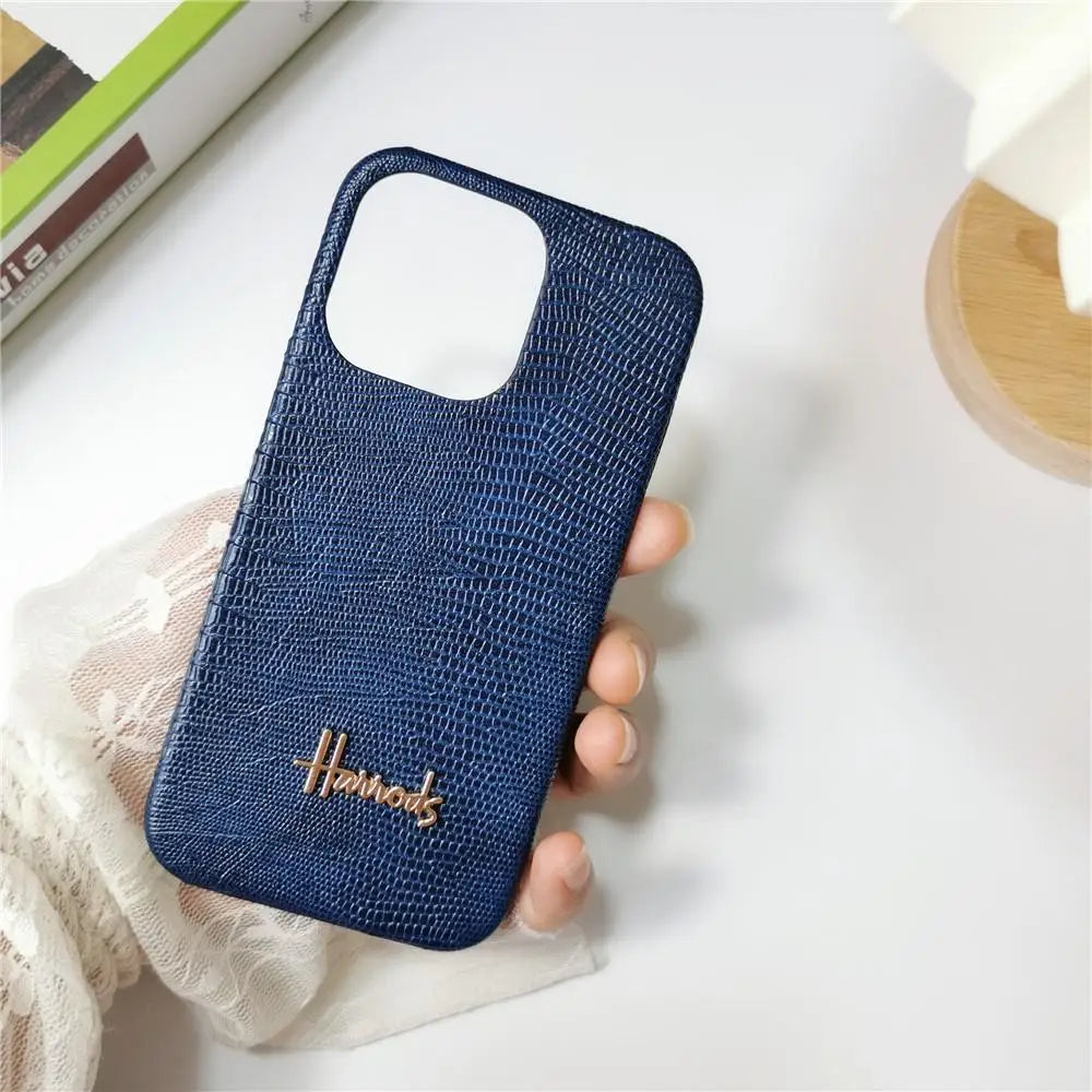 Luxury Business Lizard Skin Pattern Couple Hard Case For Iphone 17 16 14 15 11 12 13 Pro Max PU Leather Cover Fundas