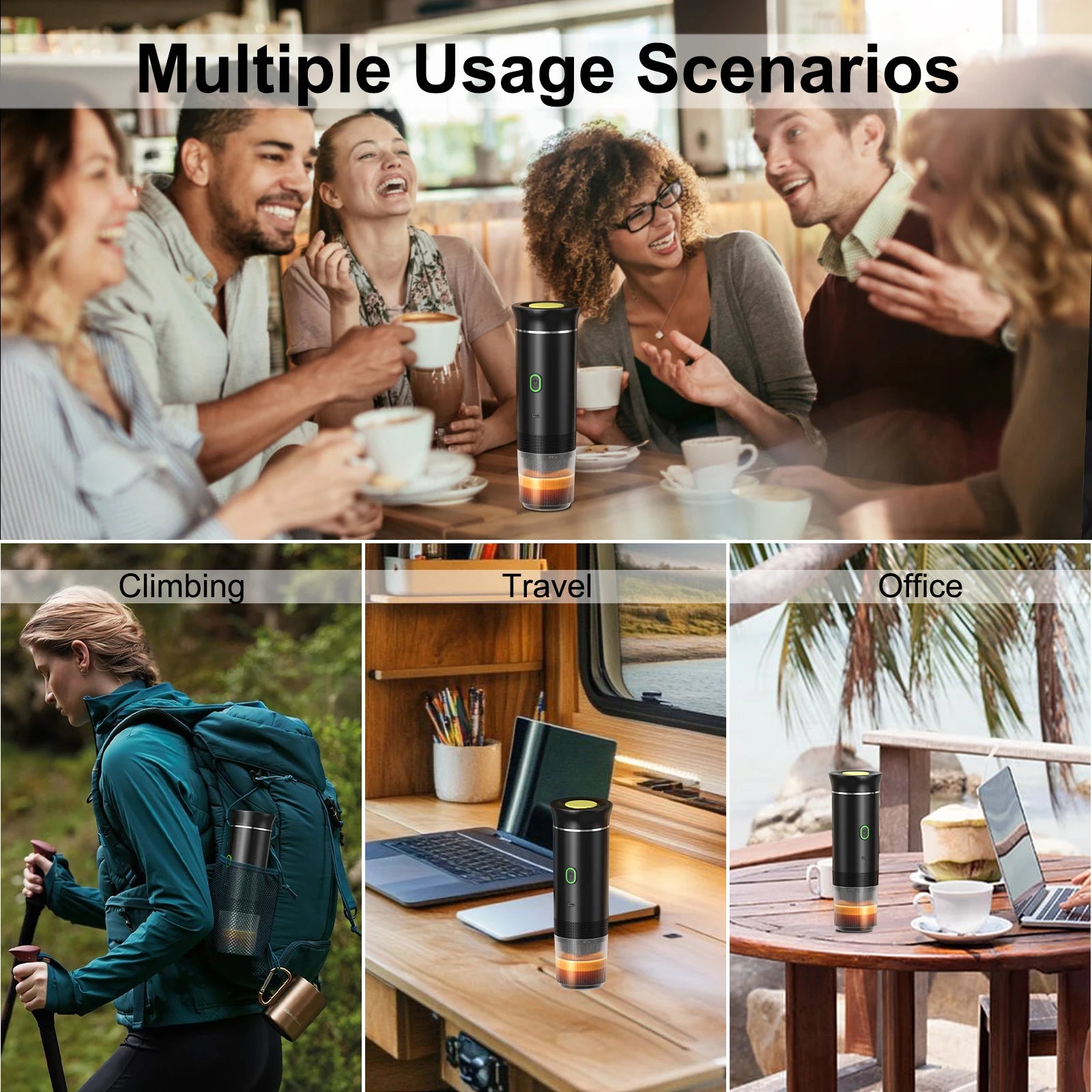 Wireless Portable Espresso Maker – 3-in-1 Coffee Machine for Travel & Camping