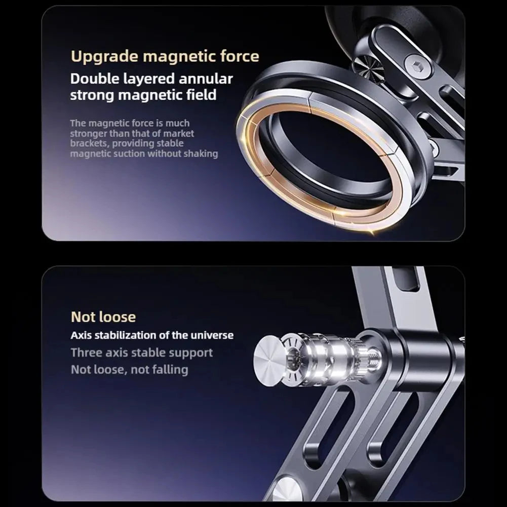 Magnetic Car Phone Mount – Aluminum Alloy, Rotating & Foldable