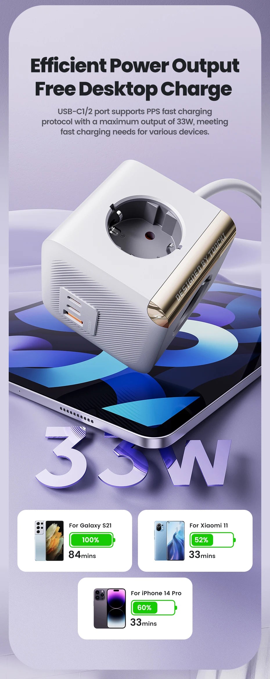 Toocki 33W GaN Fast USB-C Charger – PD Quick Charge for Phones & MacBook