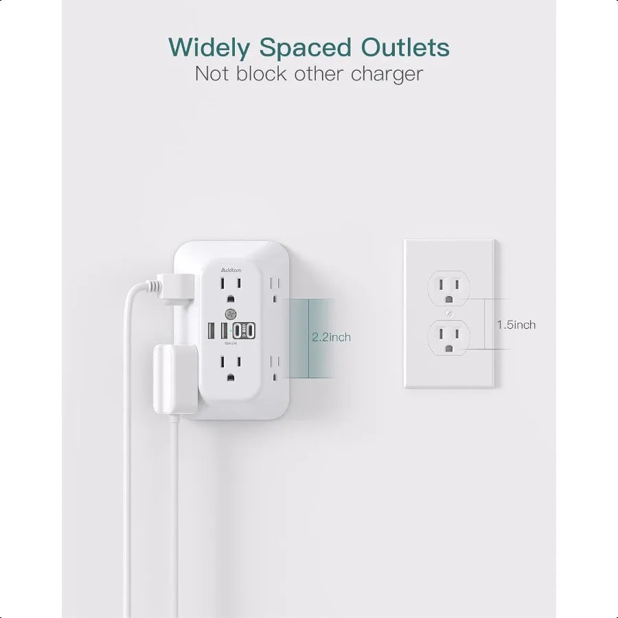 Surge Protector Power Strip – 6 AC, 2 USB & 2 USB-C Ports