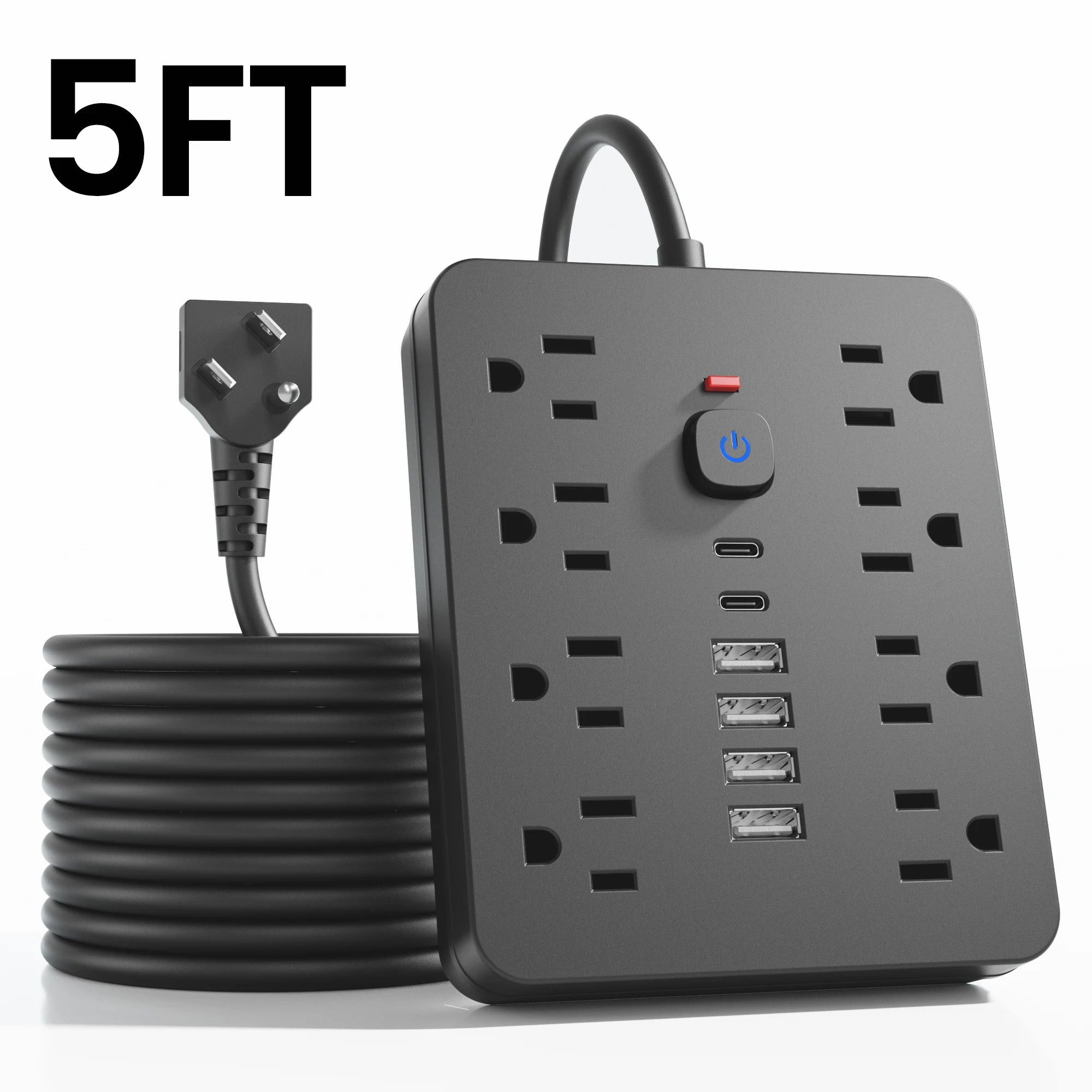 14-in-1 Power Strip – AC Outlets with 4 USB & 2 USB-C Surge Protector
