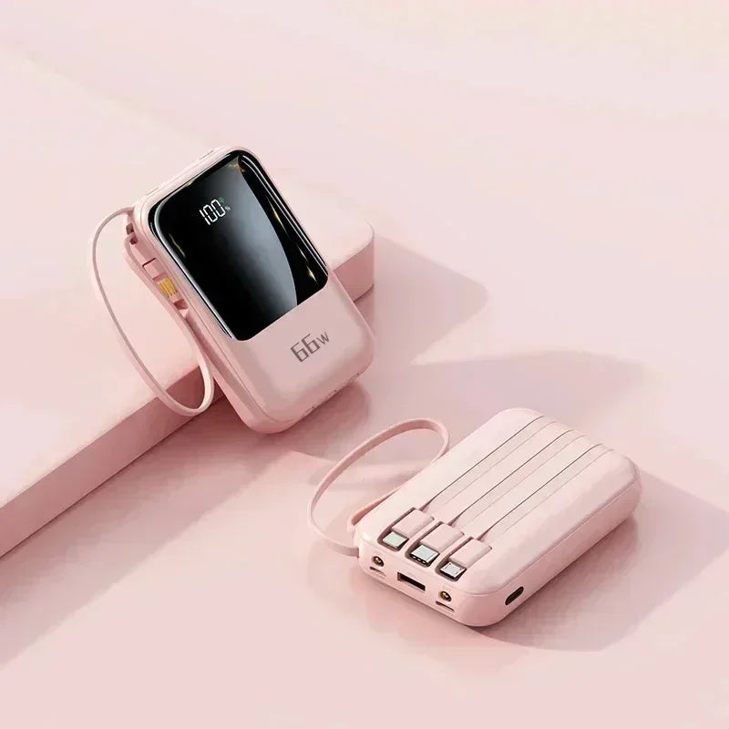 66W 30000mAh Portable Power Bank with Built-in Cables