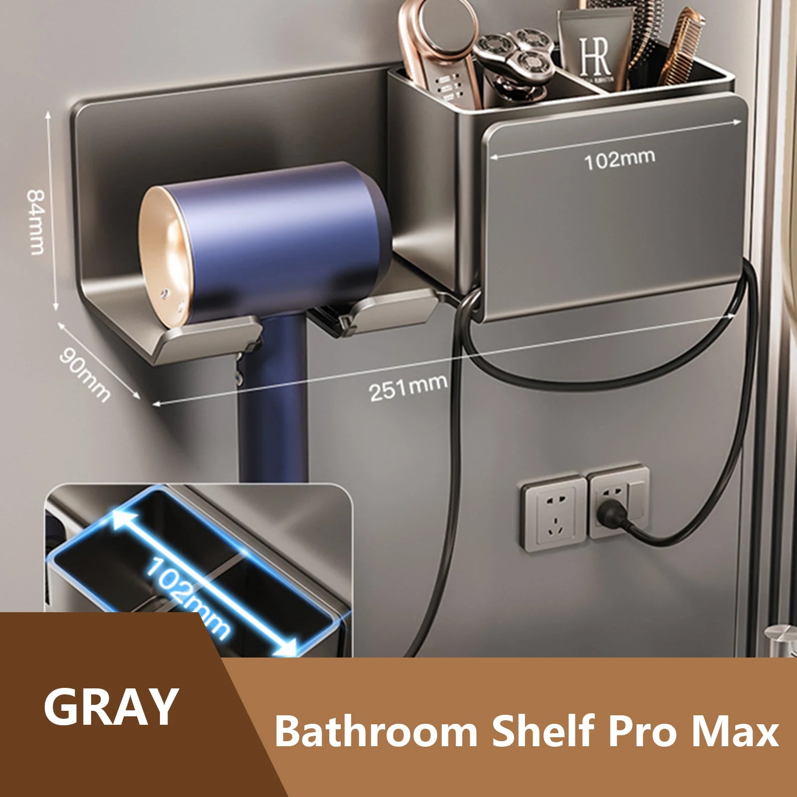 Hair Dryer & Straightener Stand – Bathroom Shelf Organizer for Styling Tools