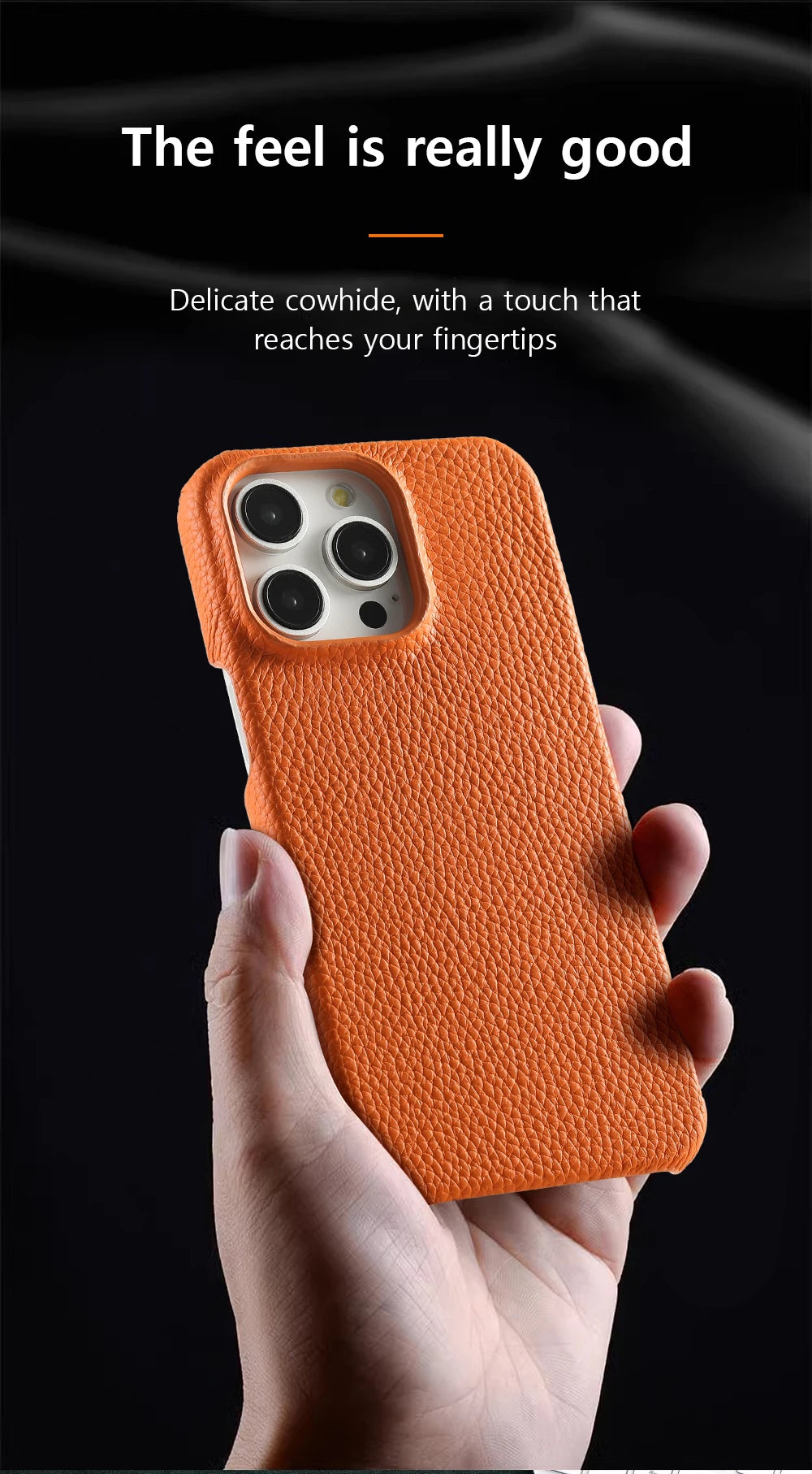 iPhone MagSafe Leather Case – Cowhide Lychee, Pro & Max