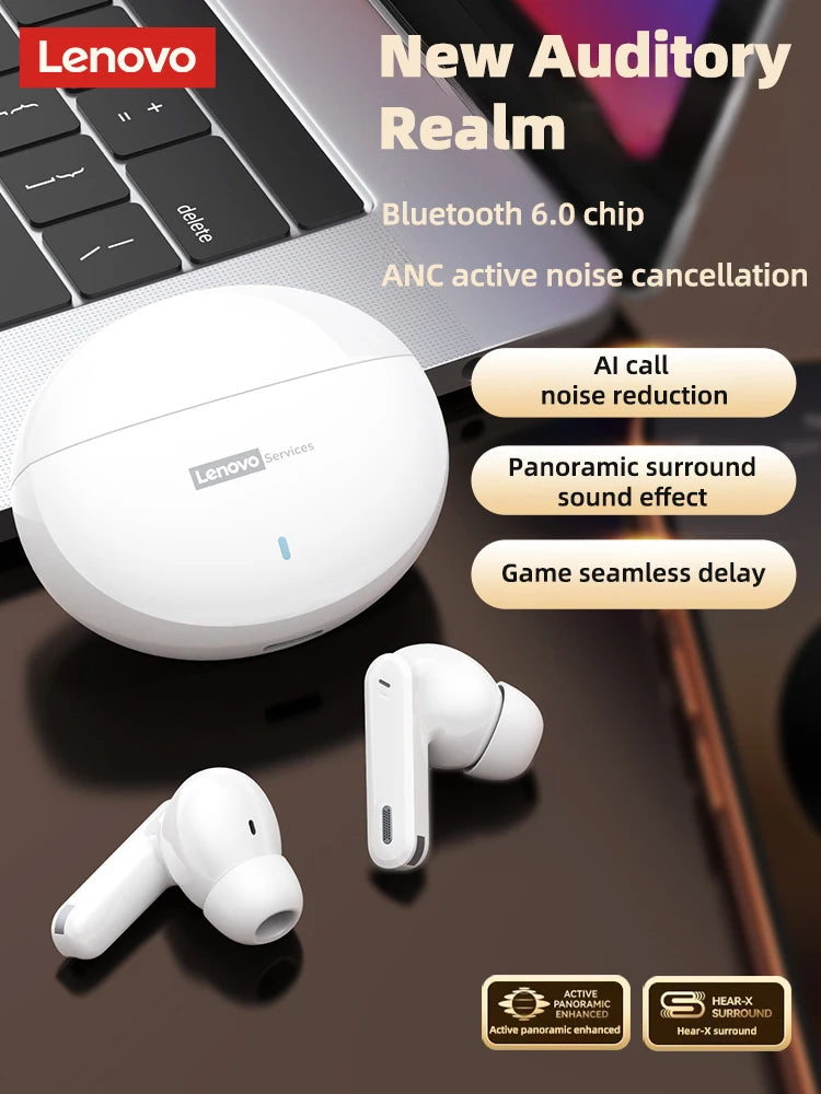 Lenovo LE253 Wireless Earbuds – Bluetooth 6.0, ANC Noise Reduction & HiFi Stereo Sound
