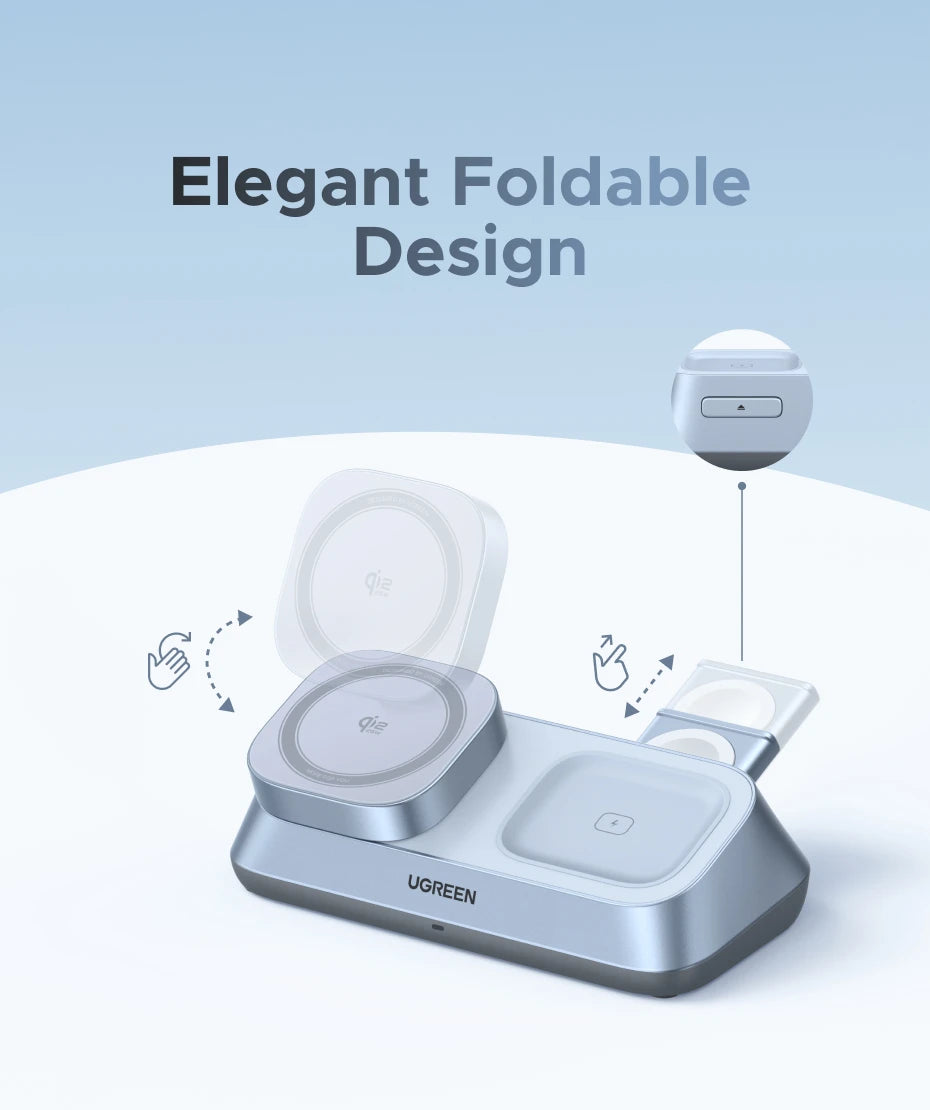 UGREEN 25W Qi2 3-in-1 Wireless Charger for iPhone & AirPods