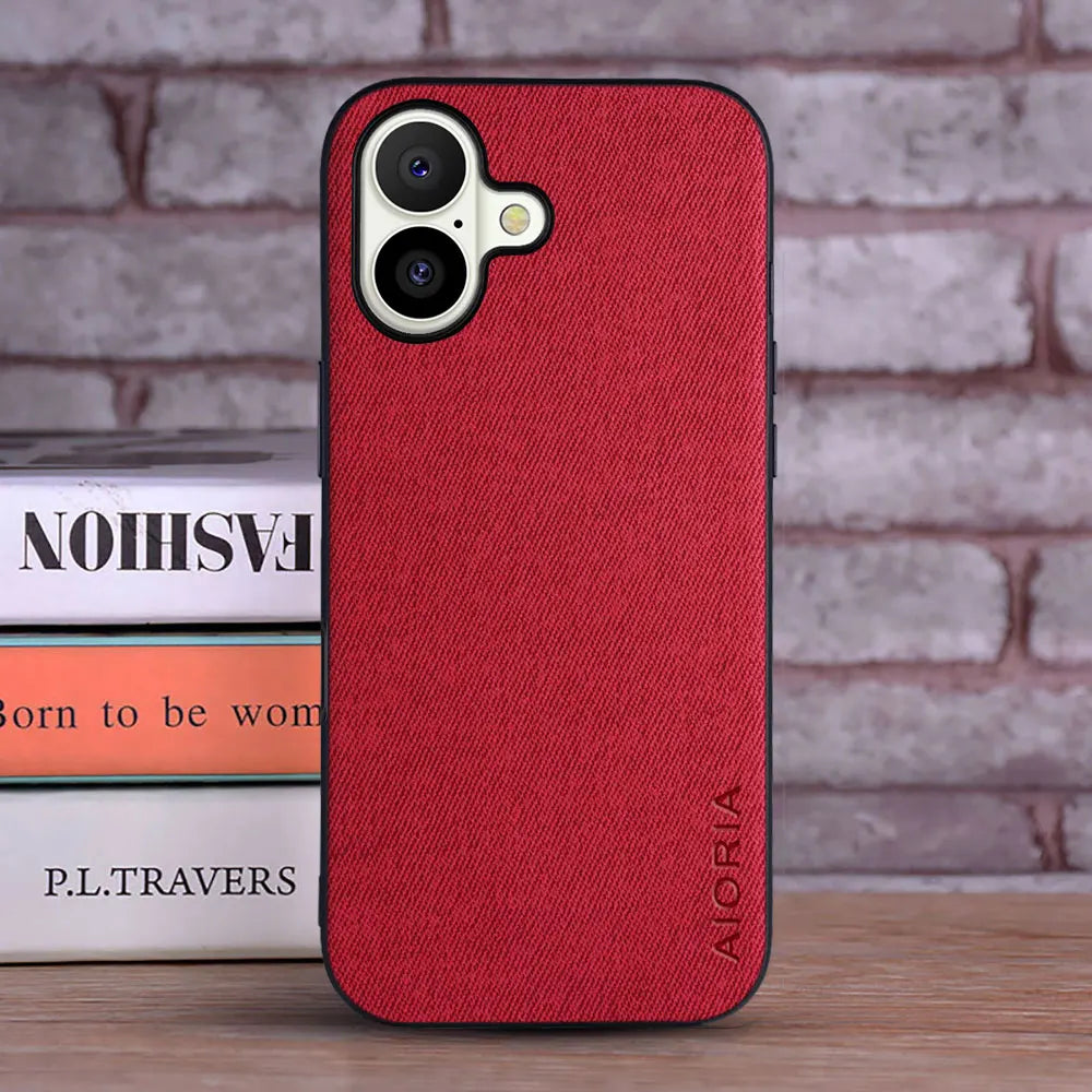 Luxury Textile PU Leather Case for iPhone 17 Series – Slim Shockproof Cover