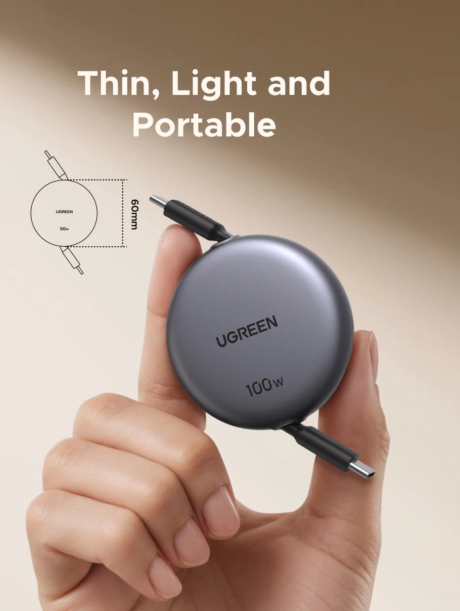 UGREEN USB-C PD Cable – Retractable Fast Charging for iPhone