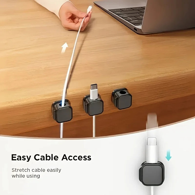 Magnetic Cable Clips 6pcs – Hidden Wire Management & Desktop Organizer