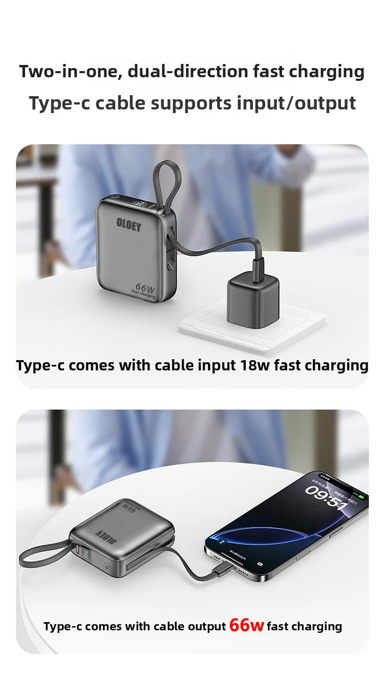 66W 100000mAh Power Bank Fast Charging PD 22W Portable Mini PowerBank for iPhone 17 16 15 Xiaomi External Battery Charger