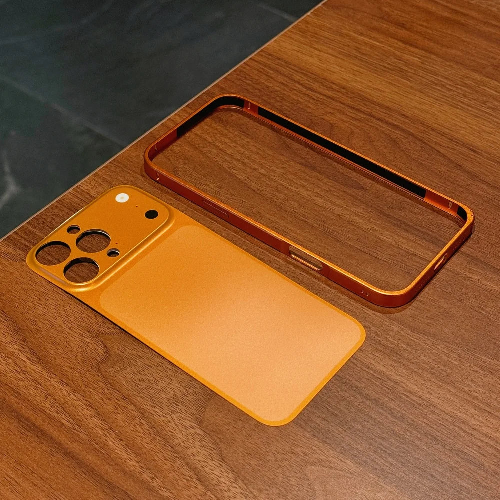 Metal Alloy Frame Backplane Slim Case for iPhone 16 15 14 13 12 Pro Max Instantly Change Upgrade 17Pro/17 Pro Max Matte Cover