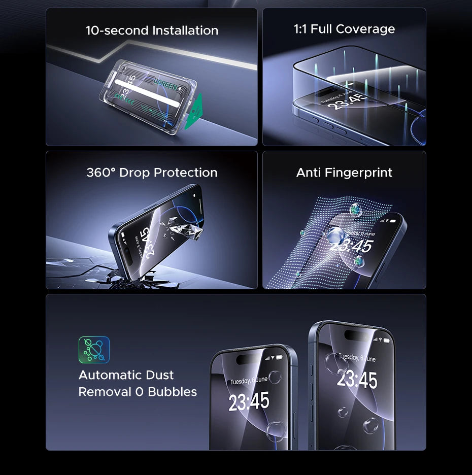 iPhone 17 Pro Max Tempered Glass – UGREEN 2PCS Dust-Free Screen Film