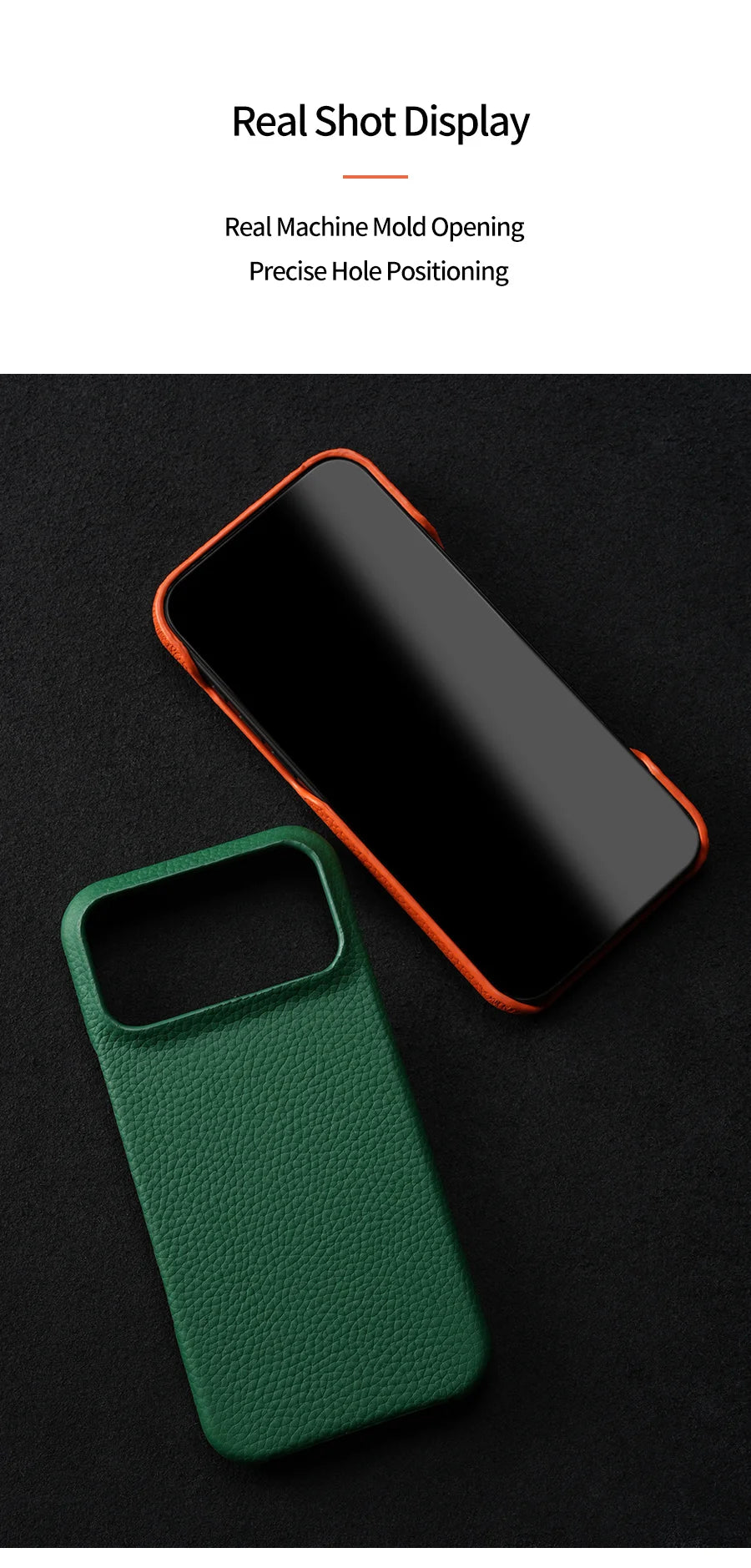 Lychee Genuine Leather Magnetic Case — iPhone 15–17 Series