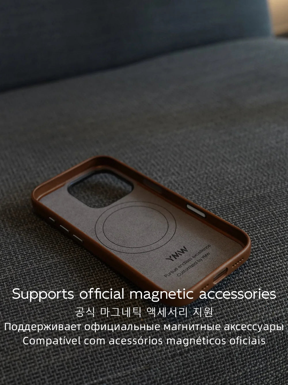YMW Magnetic Genuine Leather MagSafe Case for iPhone 14–17 Series