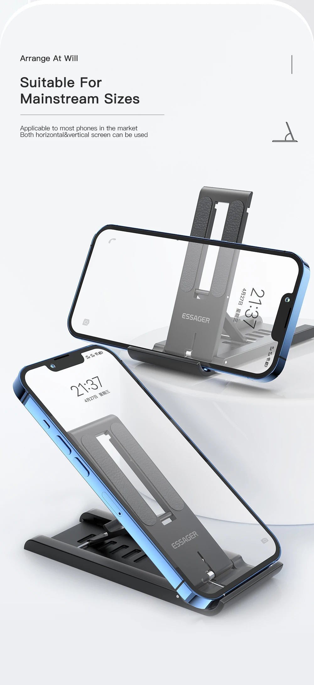 Essager Universal Desktop Mobile Phone Holder Stand For iphone14 13 Pro Max iPad Xiaomi Foldable Desk Bracket Portable Stand New